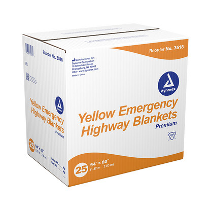 Dynarex Yellow Emergency Highway Blanket  Premium - 54" x 80" (25 Count)