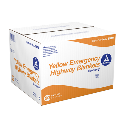 Dynarex Yellow Emergency Highway Blanket  Economy - 54" x 80" (50 Count)