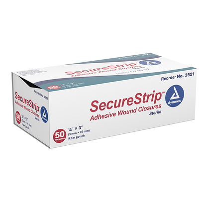 Dynarex SecureStrip Adhesive Wound Closures - Sterile, 50ea/bx, 4bxs/cs (200 Count)