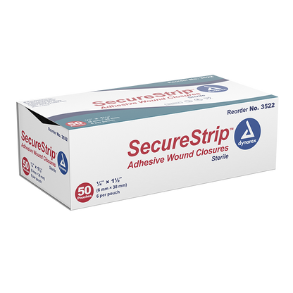 Dynarex SecureStrip Adhesive Wound Closures - Sterile, 50ea/bx, 4bxs/cs (200 Count)