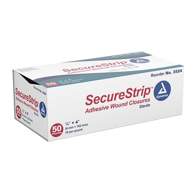 Dynarex SecureStrip Adhesive Wound Closures - Sterile, 50ea/bx, 4bxs/cs (200 Count)