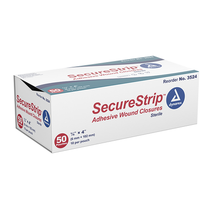Dynarex SecureStrip Adhesive Wound Closures - Sterile, 50ea/bx, 4bxs/cs (200 Count)