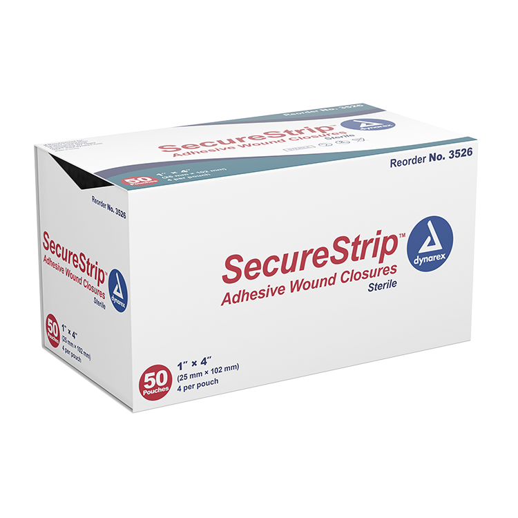Dynarex SecureStrip Adhesive Wound Closures - Sterile, 50ea/bx, 4bxs/cs (200 Count)