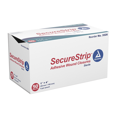 Dynarex SecureStrip Adhesive Wound Closures - Sterile, 50ea/bx, 4bxs/cs (200 Count)