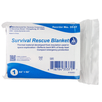 Dynarex Emergency Survival Rescue Blanket, 84" x 52" (120 Count)