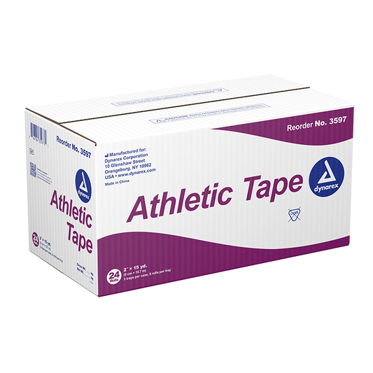 Dynarex Athletic Tape, 2" x 15 yd - 8ea/bx, 3bxs/cs (24 Count)