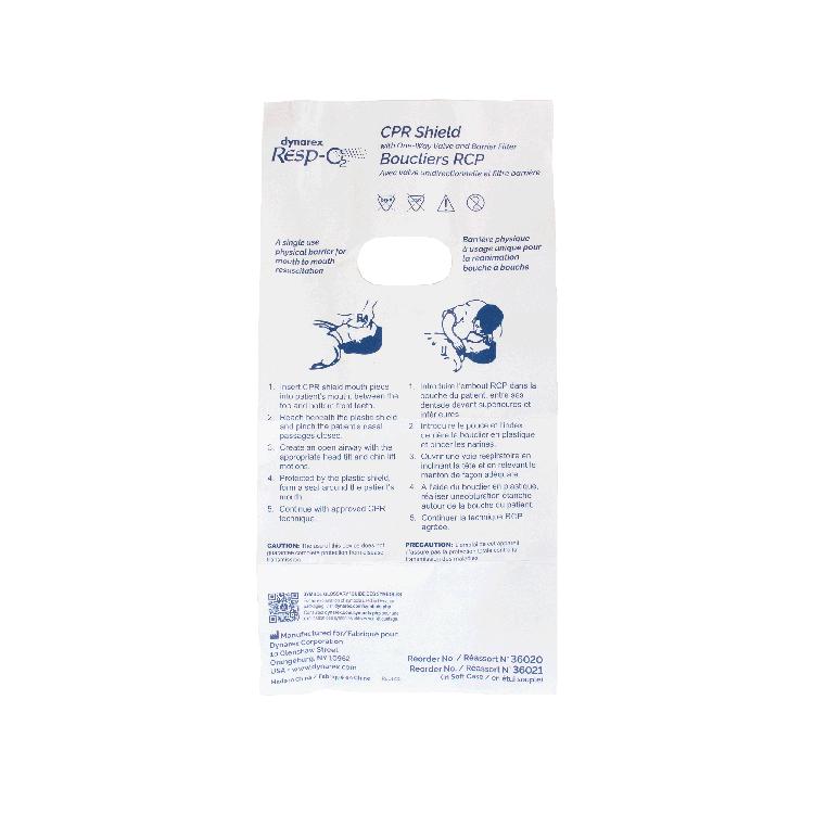 Dynarex CPR Face Shield in Soft Case w/ One-Way Valve, Barrier Filte (100 Count)