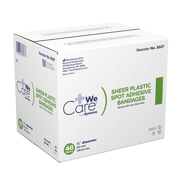 Dynarex Sheer Spot Bandages - Sterile, 7/8" Spot - 100ea/bx, 48bxs/cs (4800)