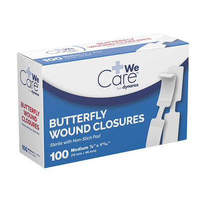 Dynarex Butterfly Wound Closure, Sterile - 100ea/bx, 24bxs/cs (2400 Count)