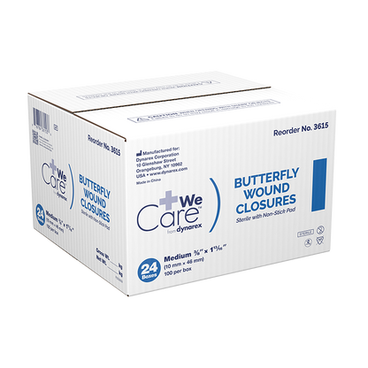 Dynarex Butterfly Wound Closure, Sterile - 100ea/bx, 24bxs/cs (2400 Count)