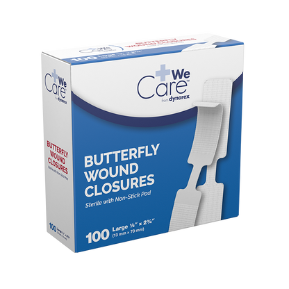 Dynarex Butterfly Wound Closure, Sterile - 100ea/bx, 24bxs/cs (2400 Count)