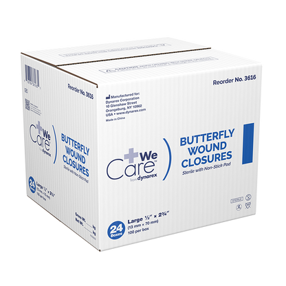 Dynarex Butterfly Wound Closure, Sterile - 100ea/bx, 24bxs/cs (2400 Count)