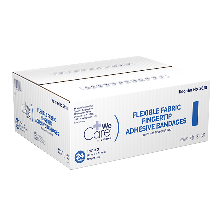 Dynarex Adhesive Fabric Bandages Fingertip, Sterile - 100ea/bx, 24bxs/cs (2400 Count)