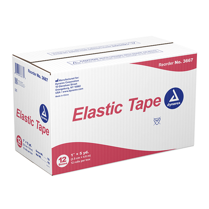 Dynarex Elastic Tape, 1" x 5yds - 12ea/bx, 12bxs/cs (144 Count)