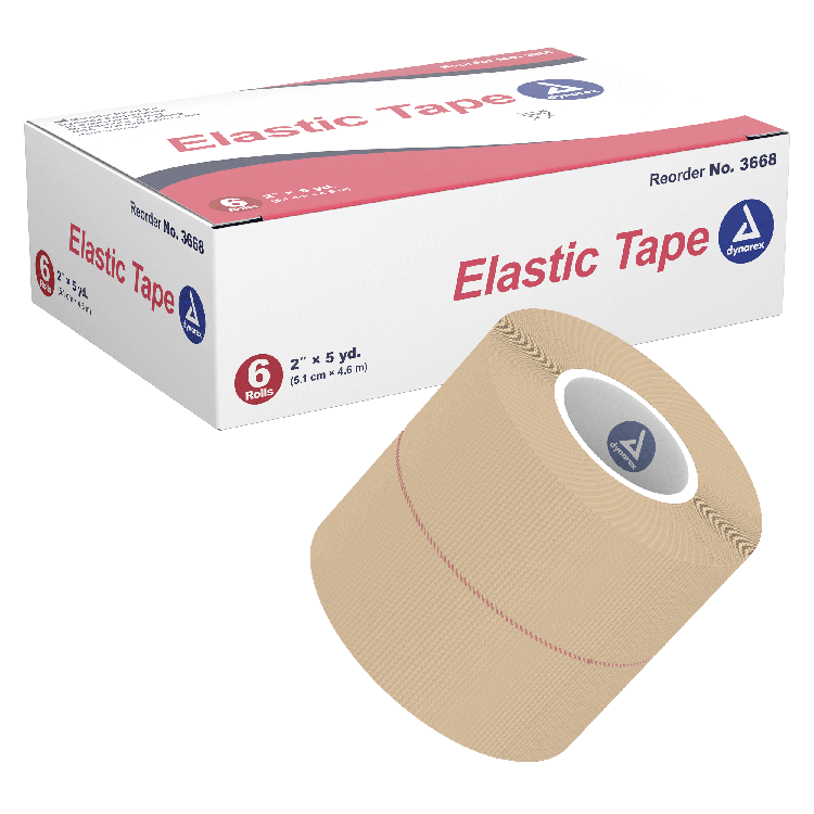 Dynarex Elastic Tape, 2" x 5 yd - 6ea/bx, 12bxs/cs (72 Count)