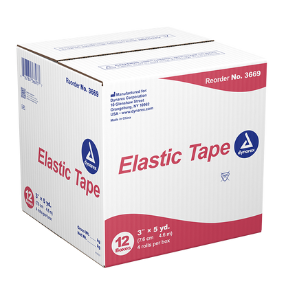 Dynarex Elastic Tape, 3" x 5 yd - 4ea/bx, 12bxs/cs (48 Count)