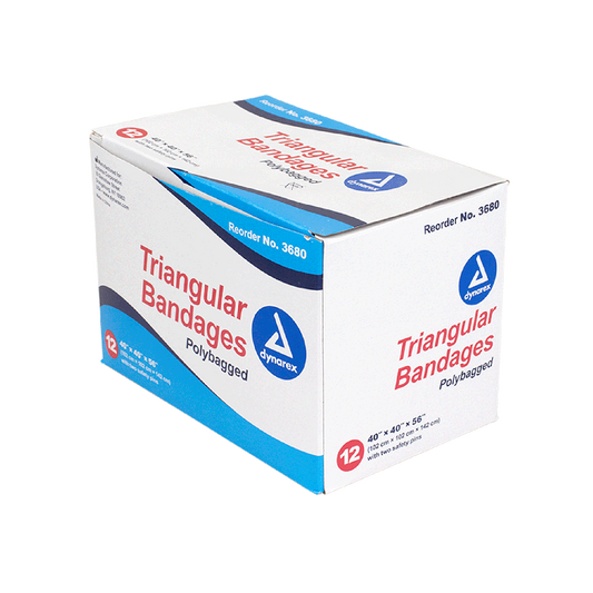 Dynarex Triangular Bandages, 40" x 40" x 56", 12/bx