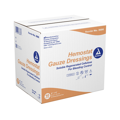 Dynarex Hemostat Gauze Dressing, 20ea/bx, 10bxs/cs (200 Count)