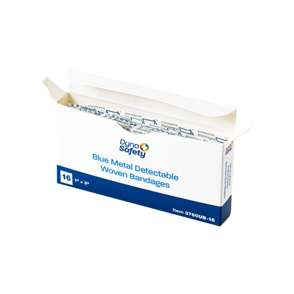 Dynarex Blue Metal Detectable Woven Bandage, 1" x 3" - 16ea/bx, 50bxs/cs (800 Count)