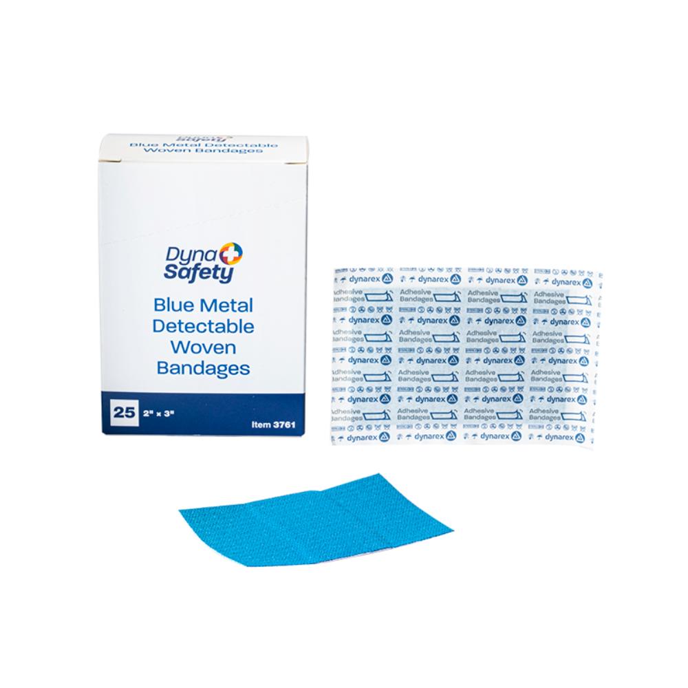 Dynarex Blue Metal Detectable Woven Bandage XL, 2" x 3" - 25ea/bx, 50bxs/cs (1250 Count)