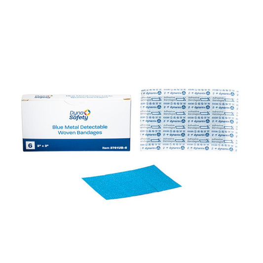 Dynarex Blue Metal Detectable Woven Bandage XL, 2" x 3" - 6ea/bx, 50bxs/cs (300 Count)