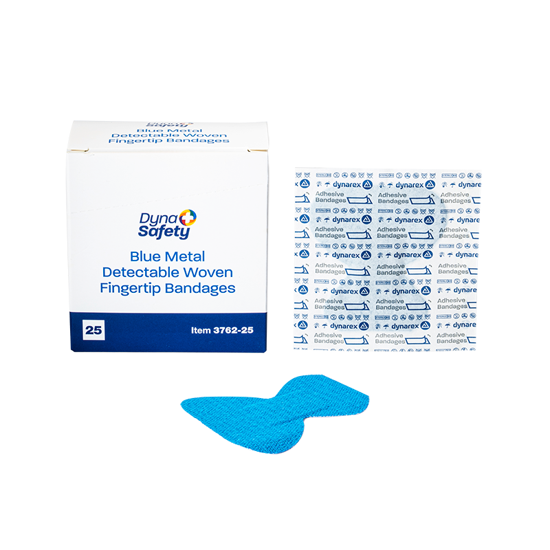 Dynarex Blue Metal Detectable Woven Bandage Fingertip - 25ea/bx, 50bxs/cs (1250 Count)