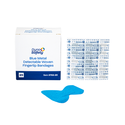 Dynarex Blue Metal Detectable Woven Bandage Fingertip - 25ea/bx, 50bxs/cs (1250 Count)