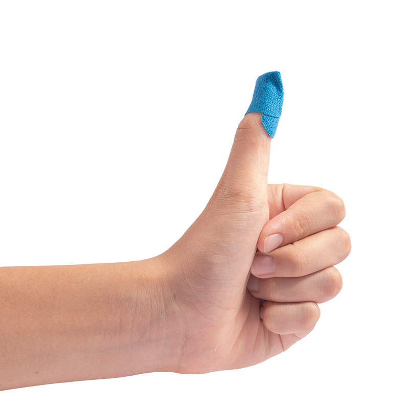 Dynarex Blue Metal Detectable Woven Bandage Fingertip - 25ea/bx, 50bxs/cs (1250 Count)