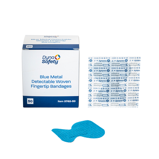 Dynarex Blue Metal Detectable Woven Bandage Fingertip - 50ea/bx, 50bxs/cs (2500 Count)