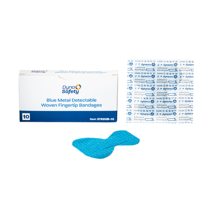 Dynarex Blue Metal Detectable Woven Bandage Fingertip - 10ea/bx, 50bxs/cs (500 Count)