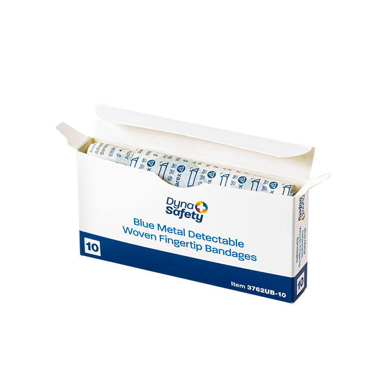 Dynarex Blue Metal Detectable Woven Bandage Fingertip - 10ea/bx, 50bxs/cs (500 Count)