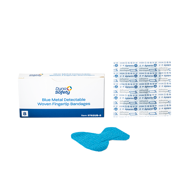 Dynarex Blue Metal Detectable Woven Bandage Fingertip - 8ea/bx, 50bxs/cs (400 Count)