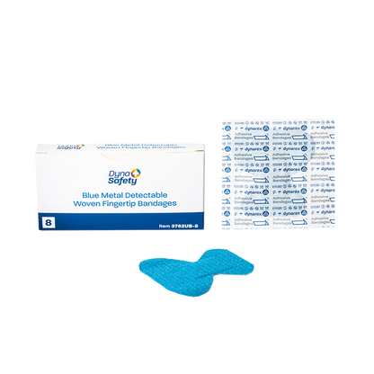 Dynarex Blue Metal Detectable Woven Bandage Fingertip - 8ea/bx, 50bxs/cs (400 Count)