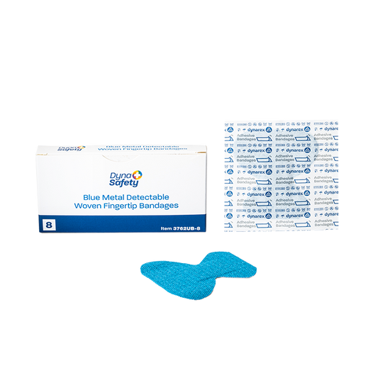 Dynarex Blue Metal Detectable Woven Bandage Fingertip - 8ea/bx, 50bxs/cs (400 Count)
