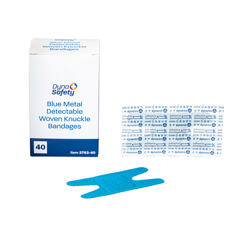 Dynarex Blue Metal Detectable Woven Bandage - Knuckle - 40ea/bx, 50bxs/cs (2000 Count)