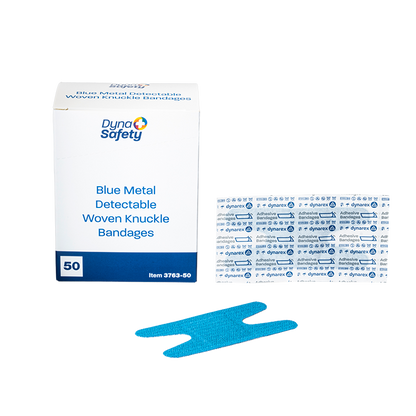 Dynarex Blue Metal Detectable Woven Bandage - Knuckle - 50ea/bx, 50bxs/cs (2500 Count)