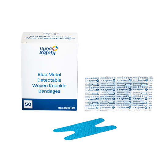 Dynarex Blue Metal Detectable Woven Bandage - Knuckle - 50ea/bx, 50bxs/cs (2500 Count)