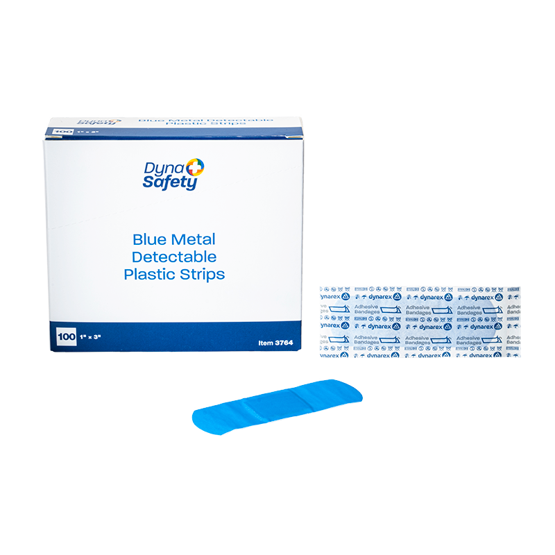Dynarex Blue Metal Detectable Plastic Strip, 1" x 3" - 100ea/bx, 24bxs/cs (2400 Count)
