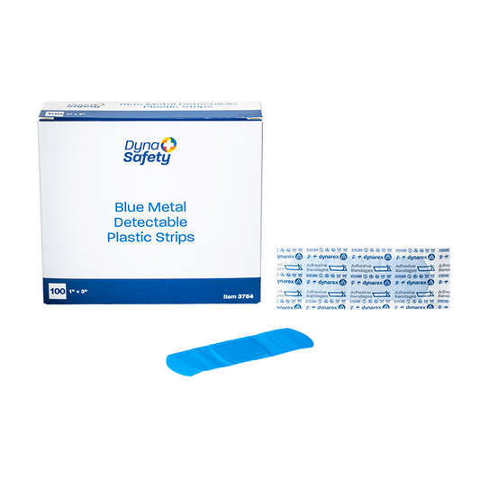 Dynarex Blue Metal Detectable Plastic Strip, 1" x 3" - 100ea/bx, 24bxs/cs (2400 Count)