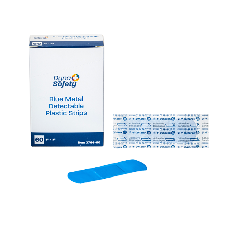 Dynarex Blue Metal Detectable Plastic Strip, 1" x 3" - 60ea/bx, 24bxs/cs (1440 Count)