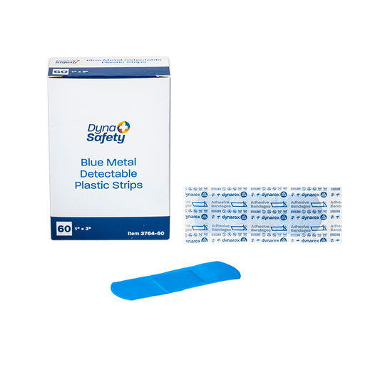 Dynarex Blue Metal Detectable Plastic Strip, 1" x 3" - 60ea/bx, 24bxs/cs (1440 Count)