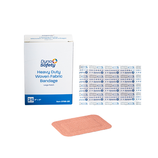 Dynarex Heavy Duty Woven Fabric Bandage - Large Patch, 2" x 3" - 25ea/bx, 36bxs/cs (900 Count)