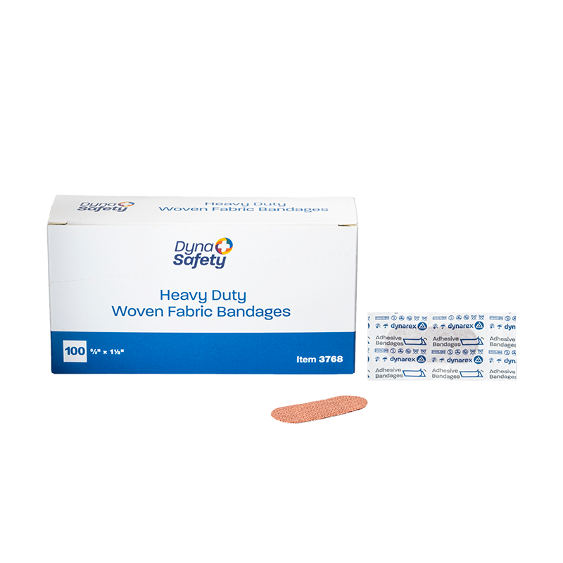 Dynarex Heavy Duty Woven Fabric Bandage, 5/8" x 1 1/2" - 100ea/bx, 12bxs/cs (1200 Count)