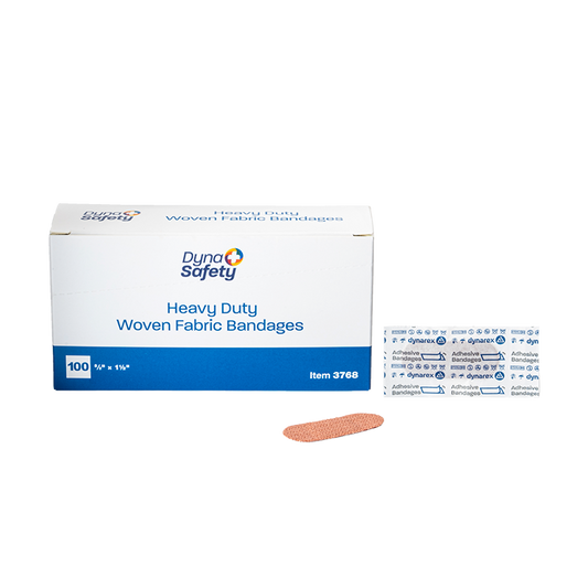 Dynarex Heavy Duty Woven Fabric Bandage, 5/8" x 1 1/2" - 100ea/bx, 12bxs/cs (1200 Count)
