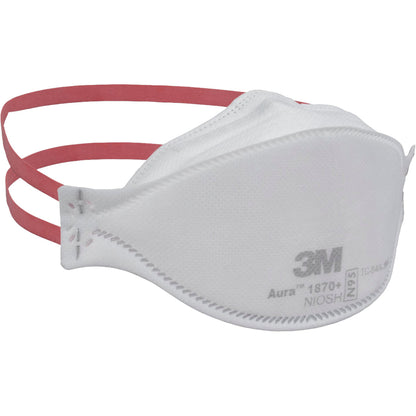 3M 440pcs Aura 1870+ Particulate Respirator N95 Face Mask, Regular Size, Individually wrapped & Flat Fold