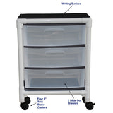 MJM International 3U3D-S Universal isolation cart with 3 slide out drawers, no bottom shelf space, internal drawer size: 19.125" W x 14" D x 6.5" H