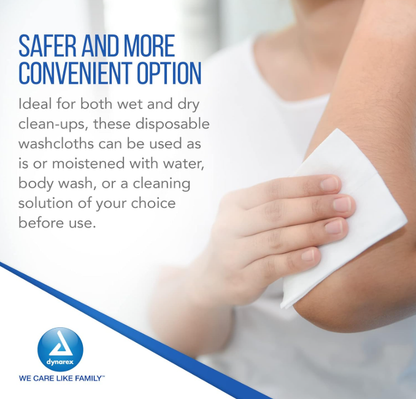 Dynarex Personal Care Washcloth - 50ea/bx, 10bxs/case (500 Count)