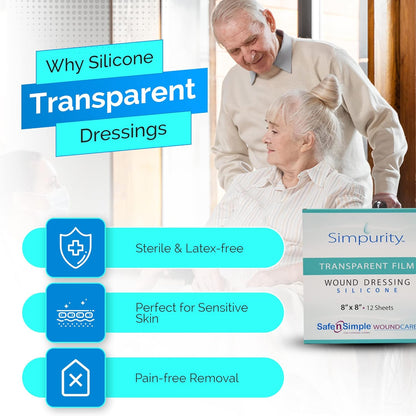 Safe N Simple Simpurity IV Derm Transparent Silicone Film Dressing, 2" x 3" (192 Count)