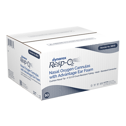Dynarex Resp-O2 Nasal Oxygen Cannula, Cushion Tip w/Advantage Ear Foam (50 Count)