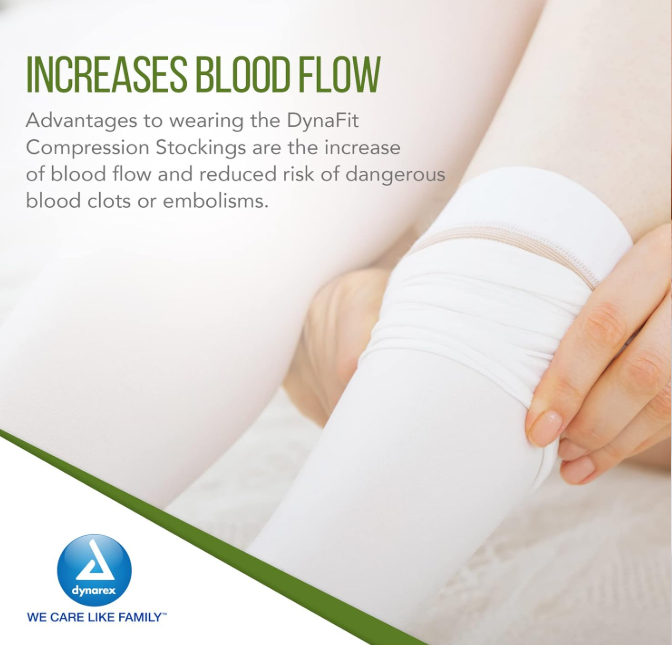 Dynarex DynaFit Compression Stockings - Thigh, Medium, 12pairs/bx, 5bxs/case (60 Pairs)